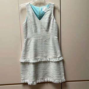 Sail to Sable Winter White/Creme colored tweed dress two tier bottom.